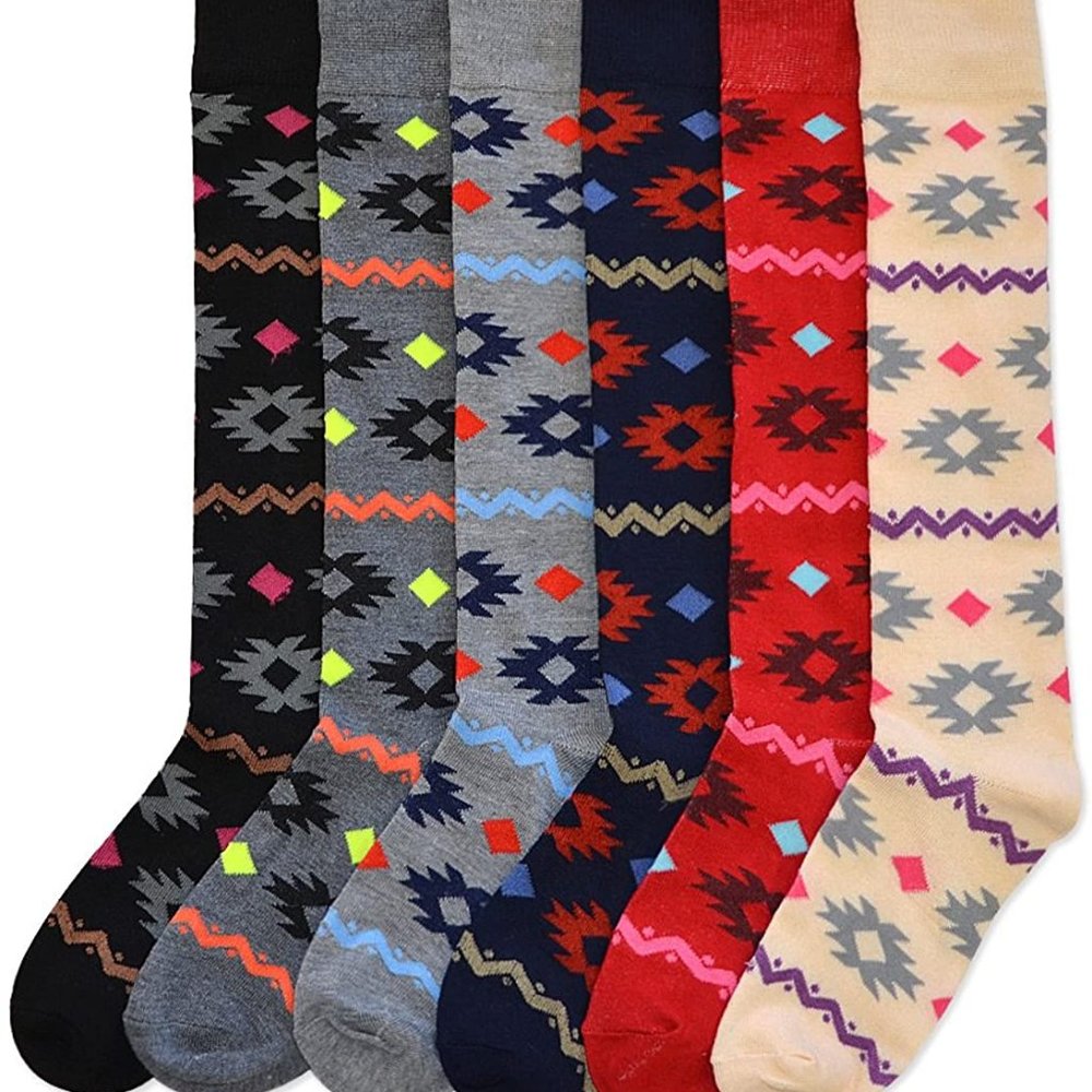 Women's Fancy Design Multi Color Knee High Socks - Picture 1 of 1